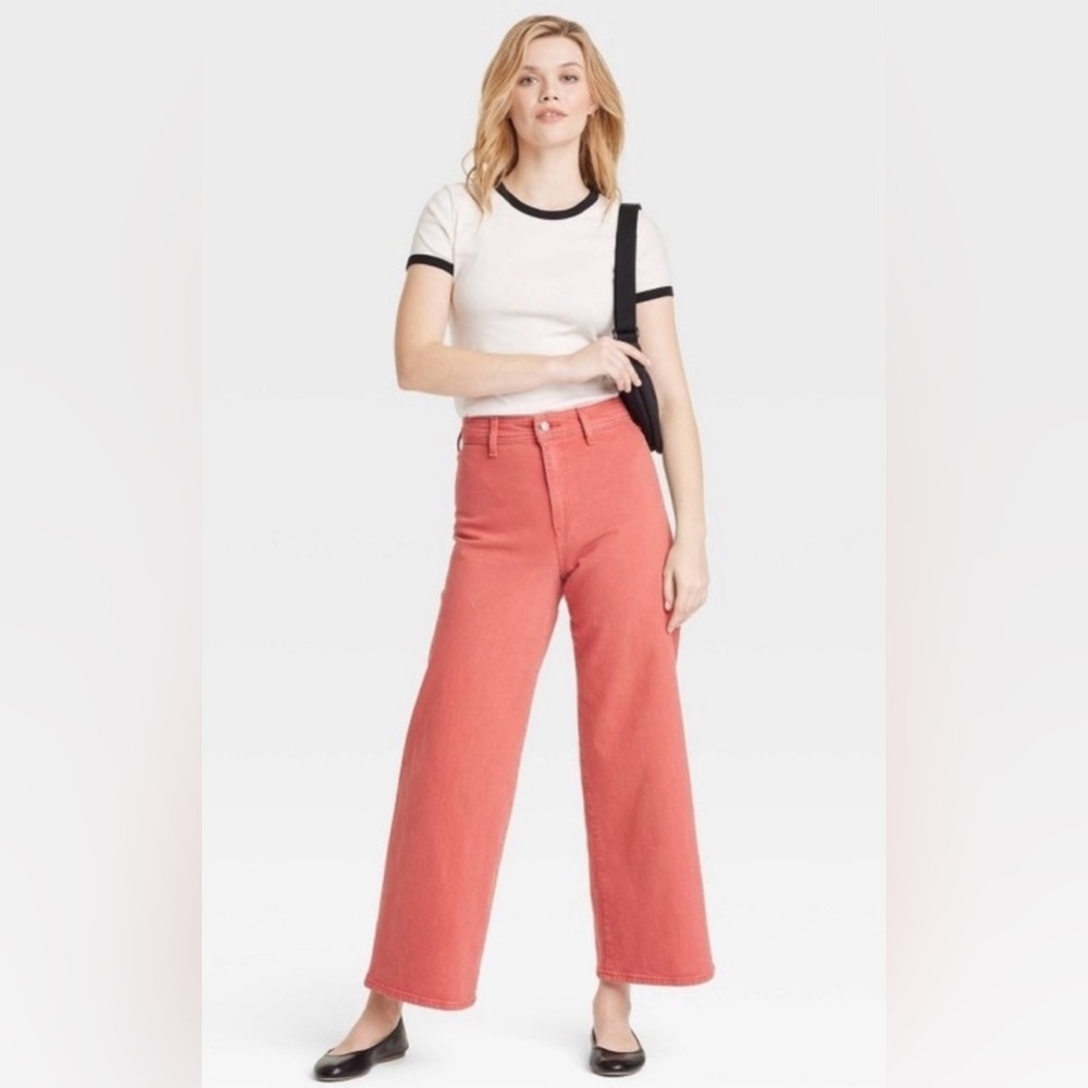NWT Women's Sailor HIGH Rise Coral light red Wide-Leg Jeans size 10